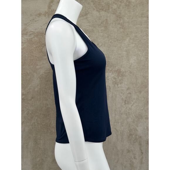 Lucky in Love Top Womens Medium Navy Tank Racerback Stretch‎ Tennis Pickleball - Picture 3 of 10